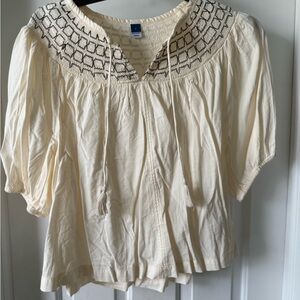 Old Navy Cream Puff Sleeve Smocked Blouse